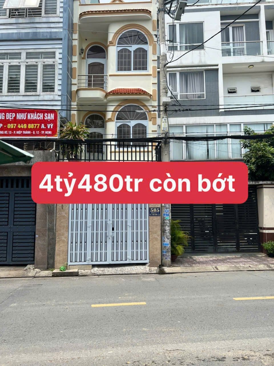 Nhỉnh 4ty nhà SHR 3 tầng Mặt Tiền chợ ngã 3 Đông Quang đường Hiệp Thành 13
