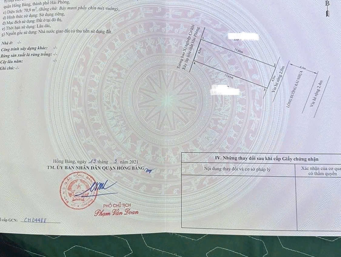🔥 Hàng Hiếm TĐC Hồ Đá – Sở Dầu – Hồng Bàng 71m giá 4,3 tỷ 🔥