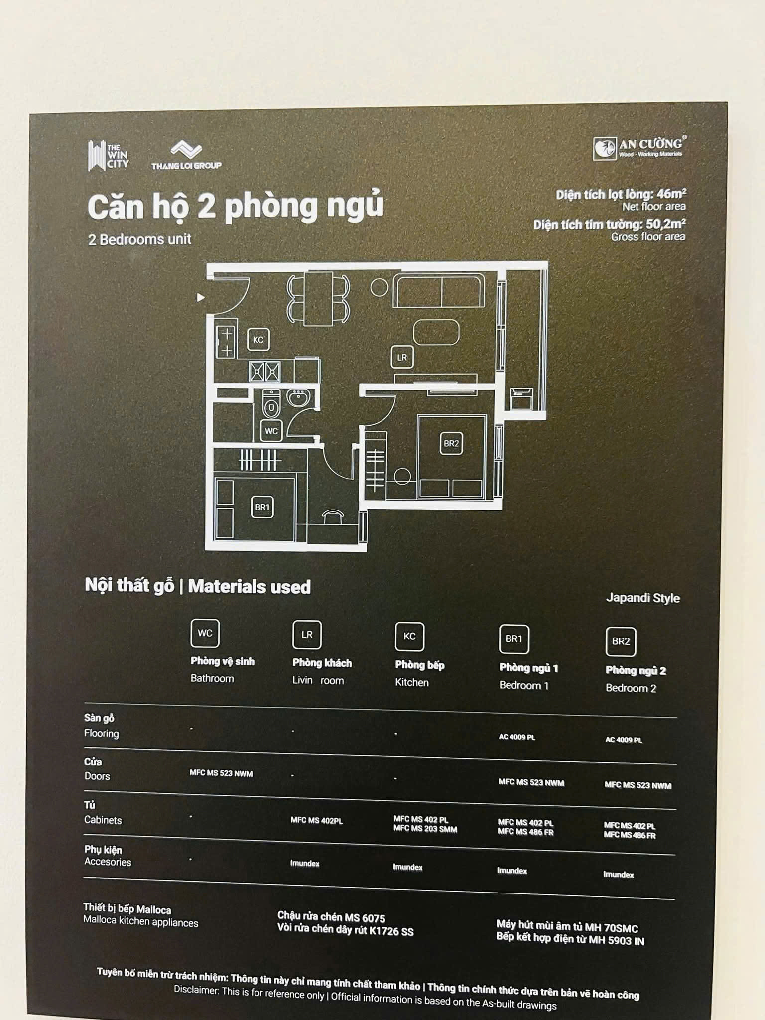 Căn hộ 2 phòng ngủ - The Win City Đức Hòa