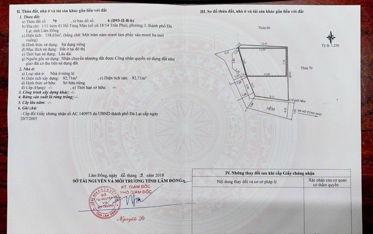 Nhà trung tâm, phong thuỷ tài vượng sau bưu điện tp đà lạt