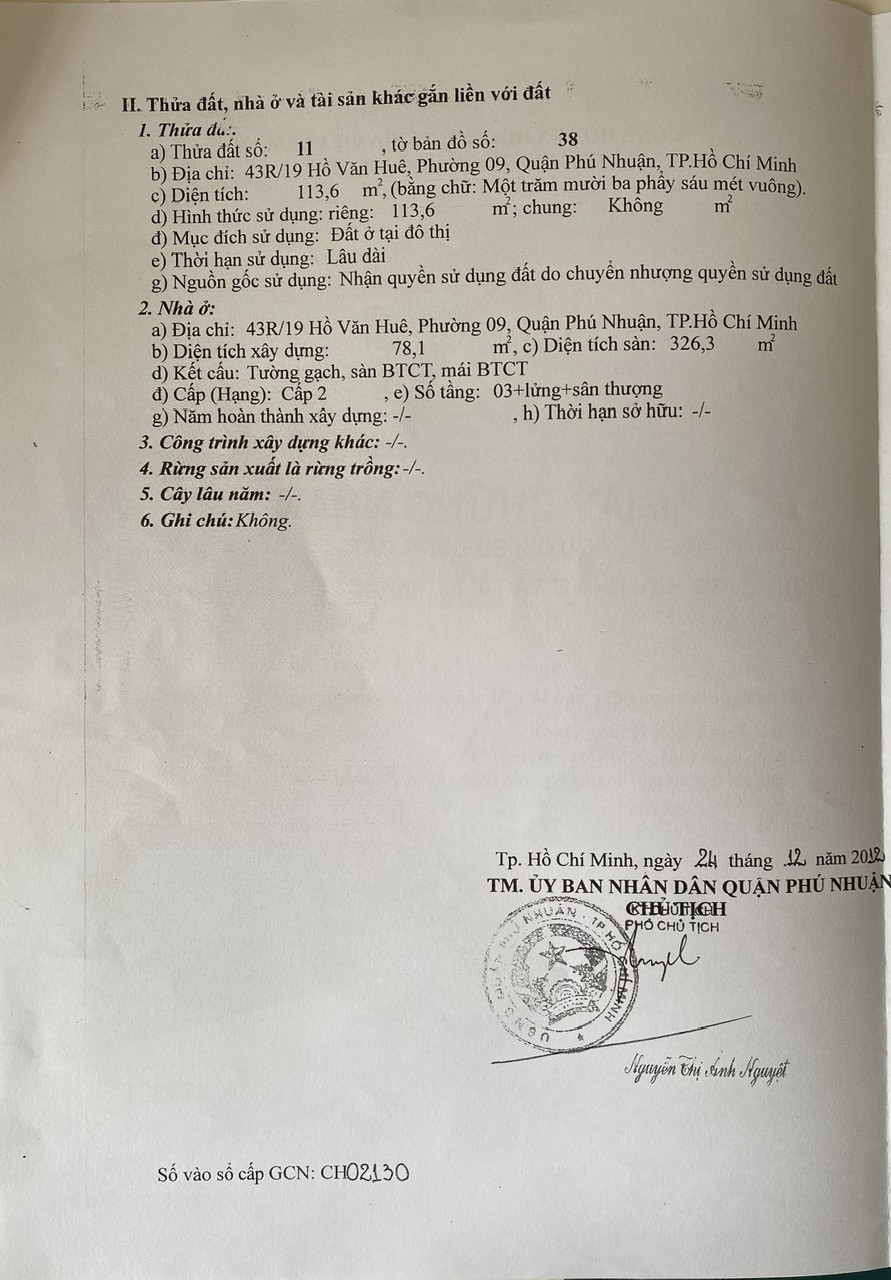 Bán nhà Hẻm Hồ Văn Huê, P9, Phú Nhuận – Giá 33,9 tỷ