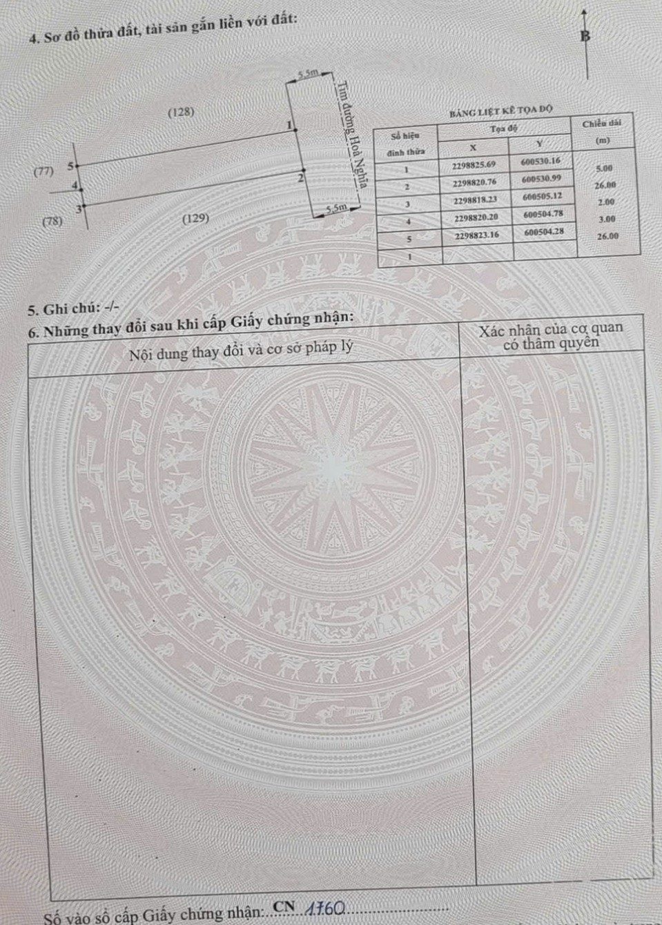Bán đất 130m² full thổ cư ngang 5m giá 4.68 tỷ tại Đường Hòa Nghĩa Phường Dương Kinh