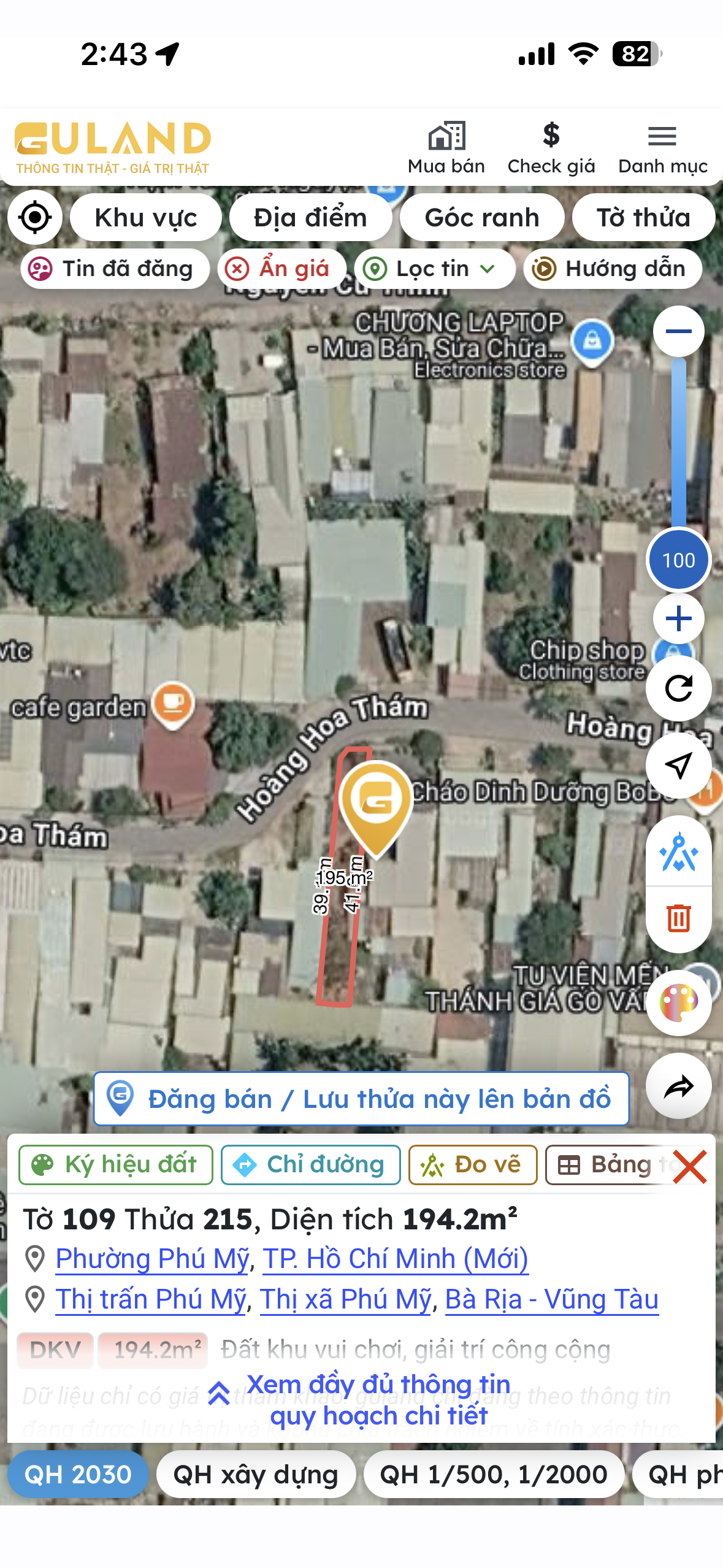 Bán đất đường Hoàng Hoa Thám, Khu phố Ngọc Hà, Phường Phú Mỹ, TP. HCM