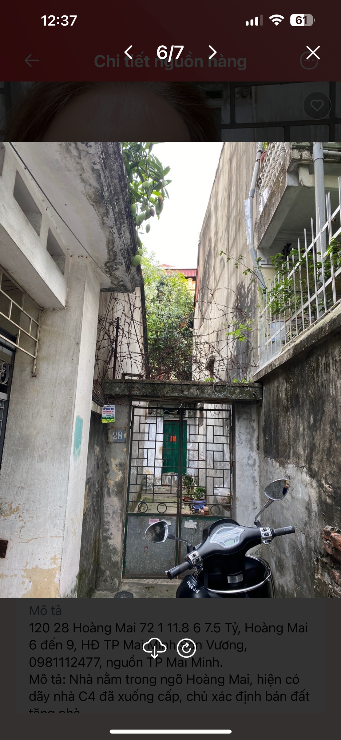 Bán nhà hoàng mai diện tích 72 m có dẫy nhà cấp.4 đã xuống cấp