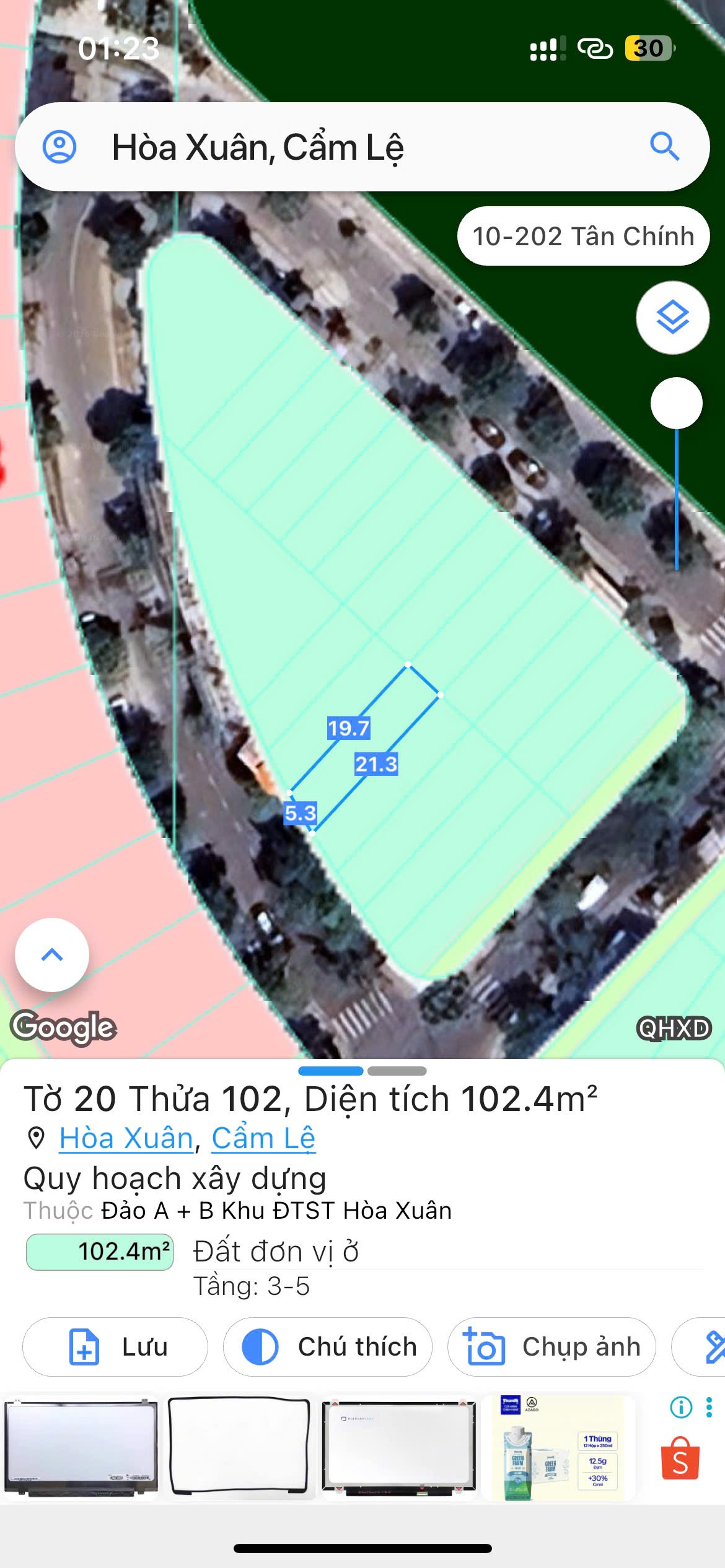 Bán Đất 102.8m2 có sẵn tại Đường Hoàng Thế Thiện Phường Hòa Xuân Quận Cẩm Lệ Đà Nẵng