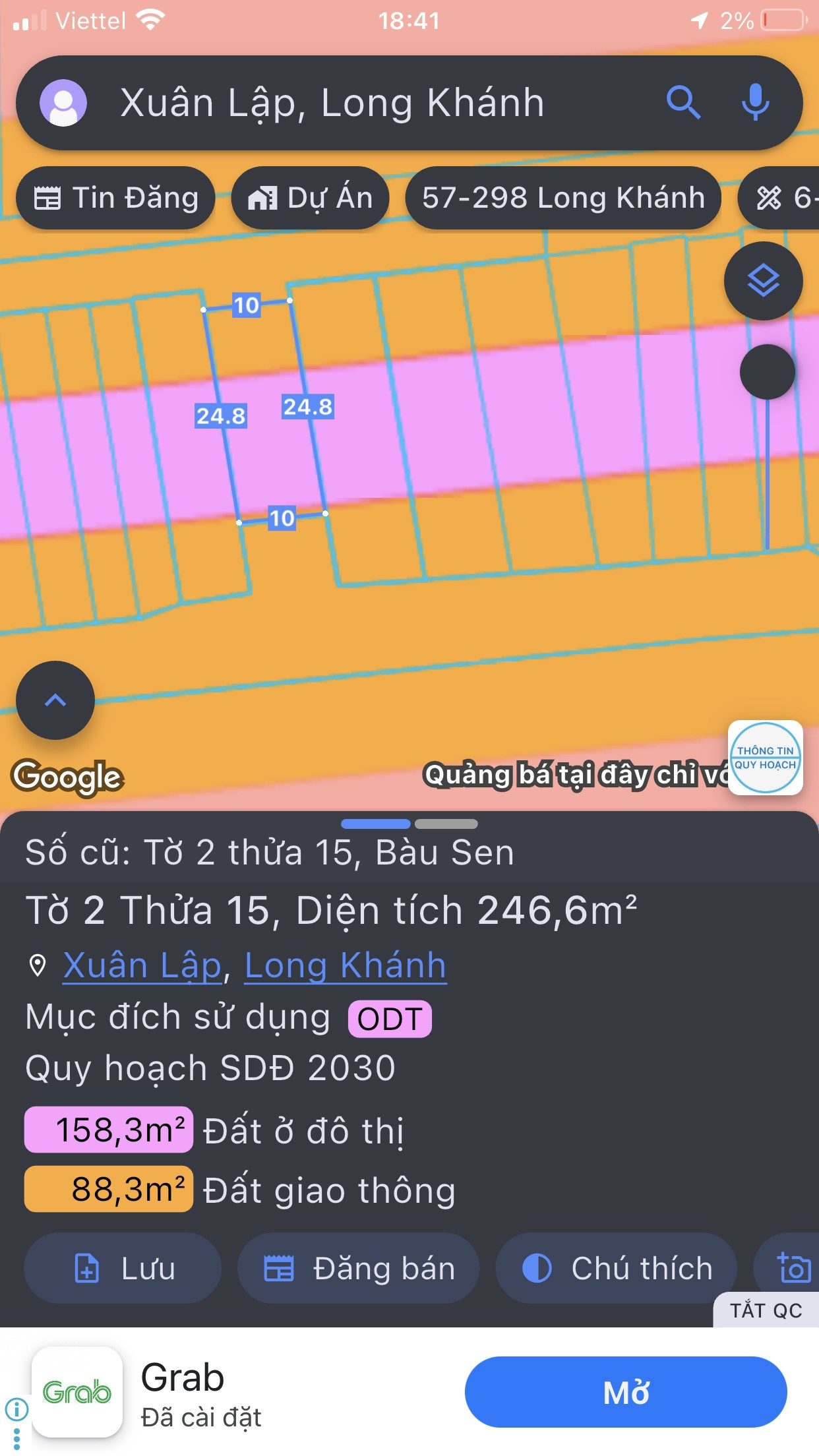 Bán đất 351m² có sẵn 158m² thổ cư ngang 10m giá 3.2 tỷ tại Đường Hồng Thập Tự Phường Xuân Lập