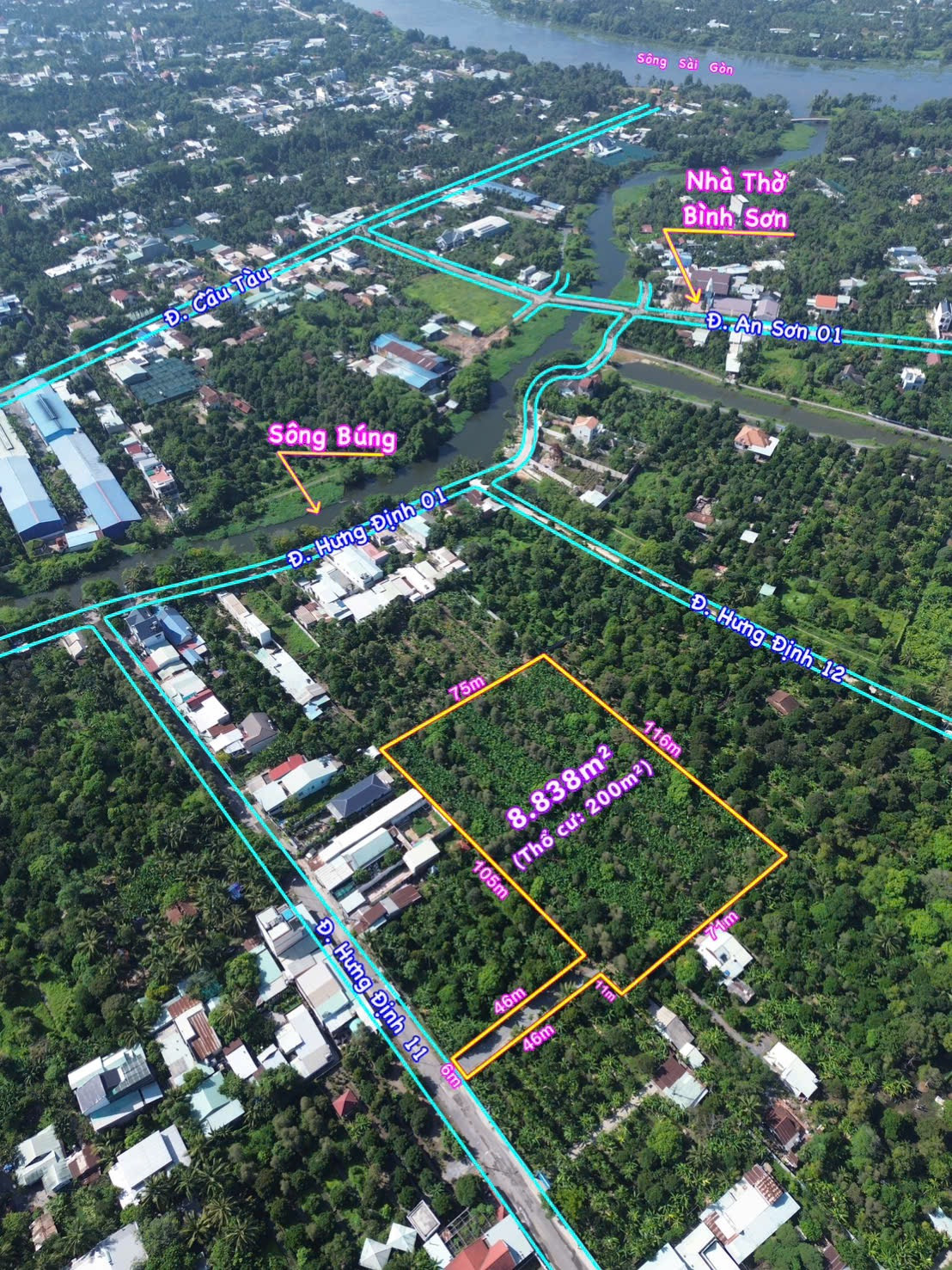 Bán Mãnh Vườn Cây Ăn Trái hơn 8000m2 ở Gần Sông Búng, Mặt tiền đường nhựa lớn thông thoáng