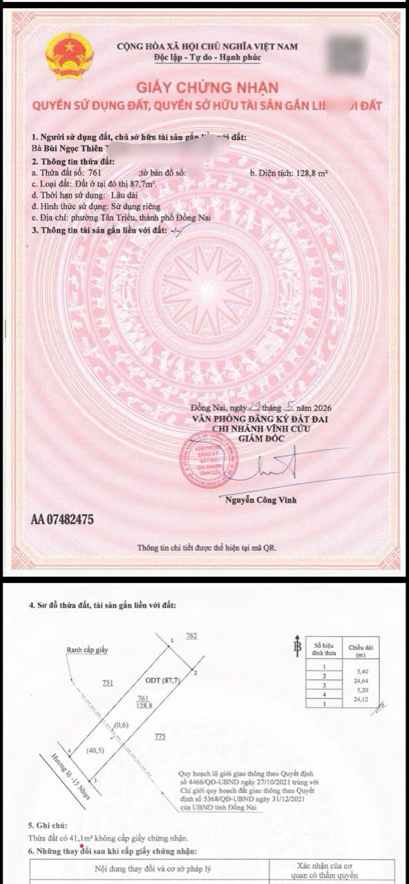 Bán CHÍNH CHỦ BÁN GẤP LÔ ĐẤT MẶT TIỀN ĐƯỜNG HƯƠNG LỘ 15-MẶT TIỀN RỘNG 32 MÉT KINH DOANH