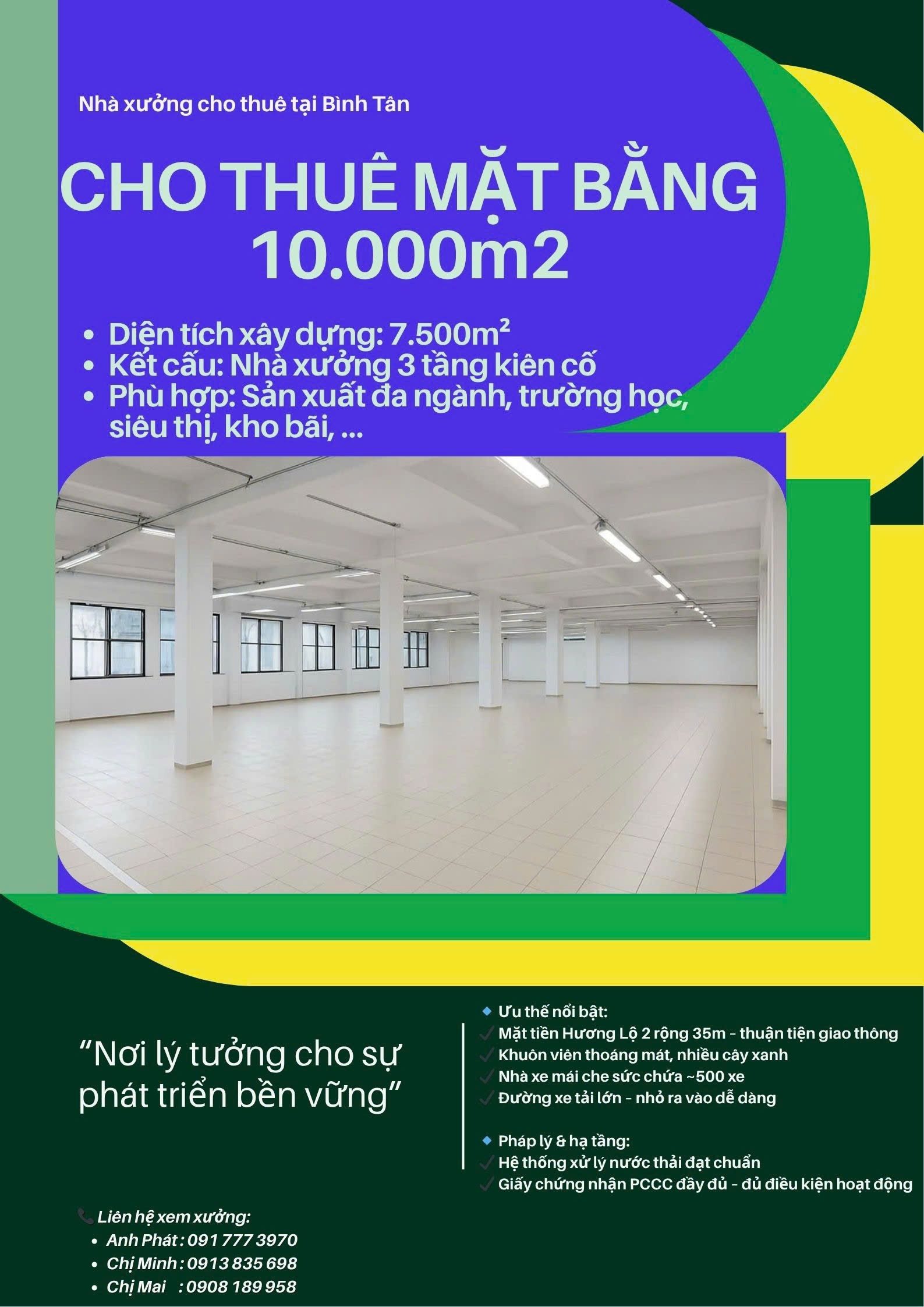 Cần cho thuê gập tòa nhà 3 tầng 7.500m2 trong khuôn viên 10.000m2