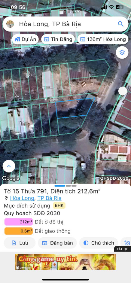 Bán đất 212.6m² ngang 11m giá 3.45 tỷ Phường Tam Long