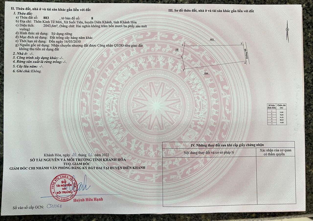 Bán lô đất vườn 2043m2, Suối Tiên này là Suối Hiệp. LH 0938161427