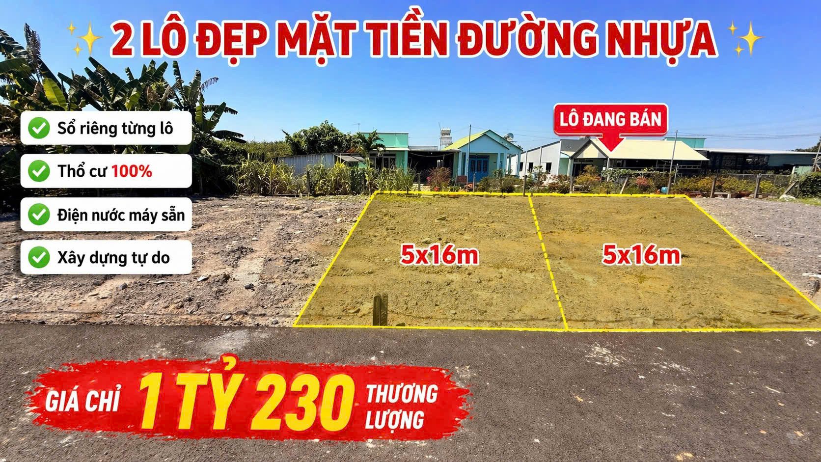 ❌Chính chủ bán,ko qua trung gian - Cặp đất nền thuộc khu dân cư, làng bưởi Tân Triều. Giáp phường Bửu Long