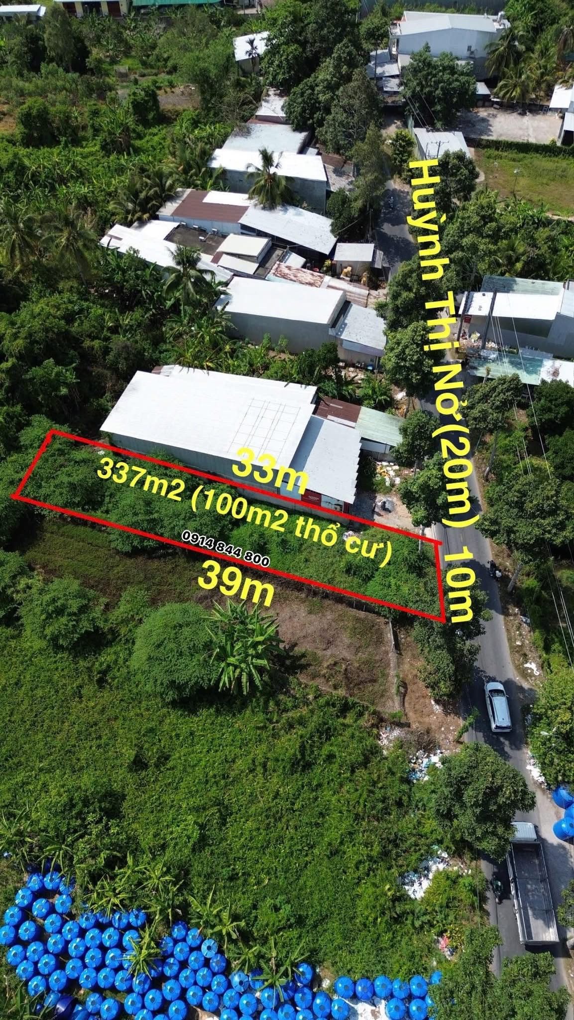 Bán đất 337m² có sẵn 100m² thổ cư ngang 10m giá 2.7 tỷ tại Đường Huỳnh Thị Nỡ Phường Cái Răng