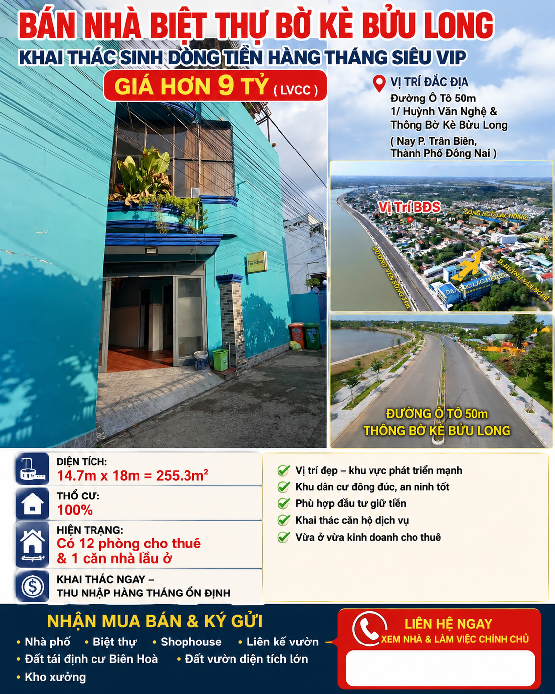 Bán biệt thự Bửu Long TP Đồng Nai, Chỉ hơn 9 Tỷ là sở hửu được căn nhà 12 phòng này