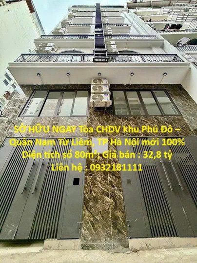 SỞ HỮU NGAY Tòa CHDV khu Phú Đô – Quận Nam Từ Liêm, TP Hà Nội mới 100%