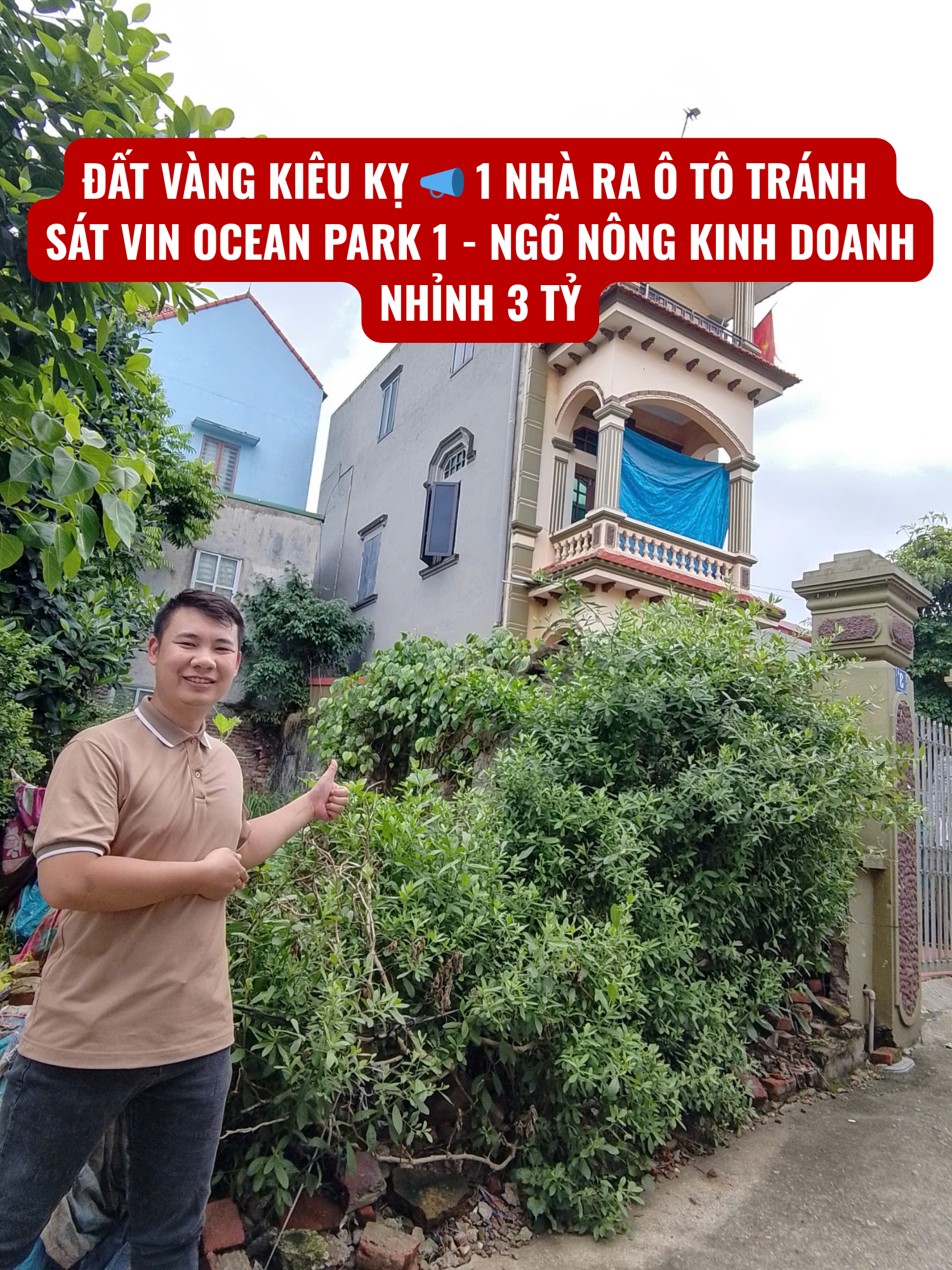 ĐẤT VÀNG KIÊU KỴ 📣 1 NHÀ RA Ô TÔ TRÁNH - SÁT VIN OCEAN PARK 1 - NGÕ NÔNG KINH DOANH - NHỈNH 3 TỶ