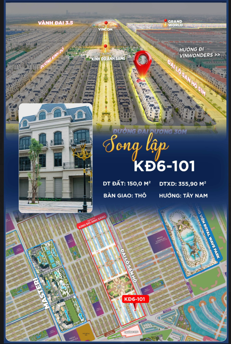 KĐ6-101 – CĂN SONG LẬP MẶT TIỀN RỘNG ĐÁNG SỞ HỮU