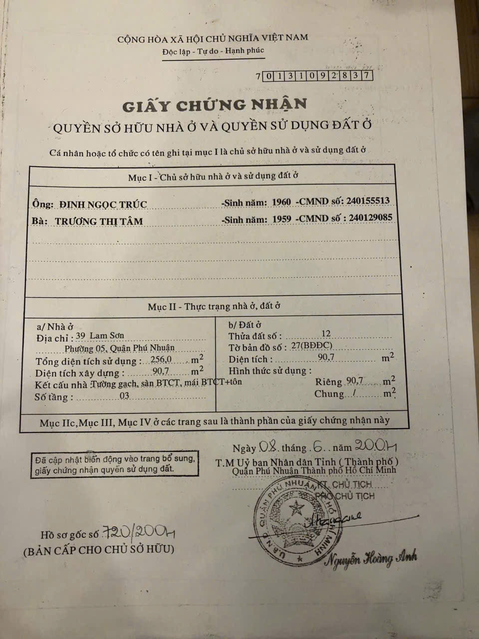 Bán nhà 39 Lam Sơn, P5, Phú Nhuận – Giá 34 tỷ