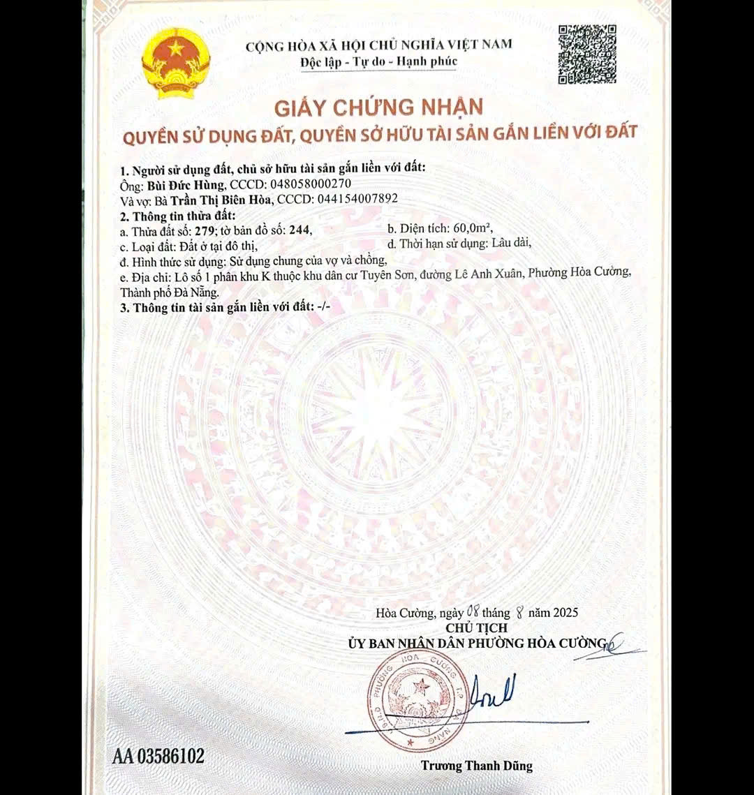 📌📌📌LÀM VIỆC TRỰC TIẾP GIÁ TỐT !!! Bán đất Lê Anh Xuân, Hòa Cường Nam