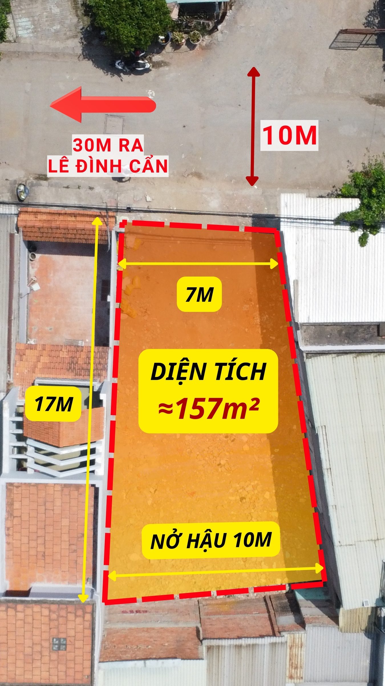 Lô đất sát Lê Đình Cẩn Bình Tân, 157m2 ngang 7m, nở hậu 10m, hẻm 10m chỉ 9 tỷ 9