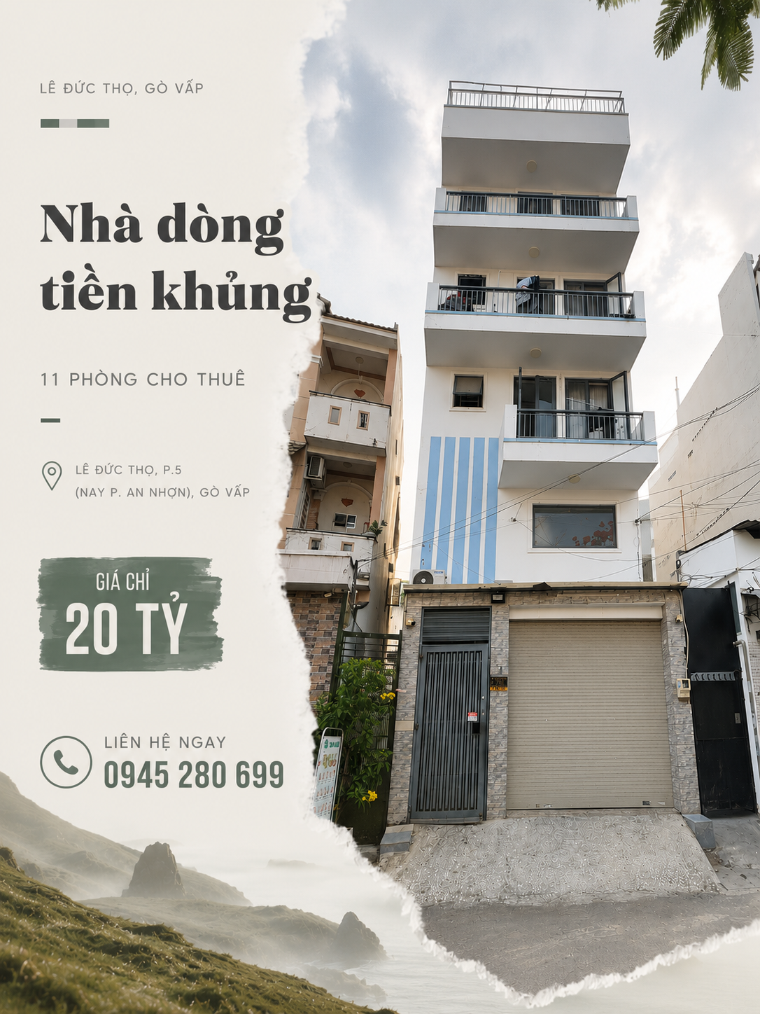 KD DÒNG TIỀN TỐI ƯU CHỌN CHDV HXH 350 LÊ ĐỨC THỌ P5 5,4X21 CN 95M2 12PN TN 33TR/THG GIÁ 20 TỶ TL