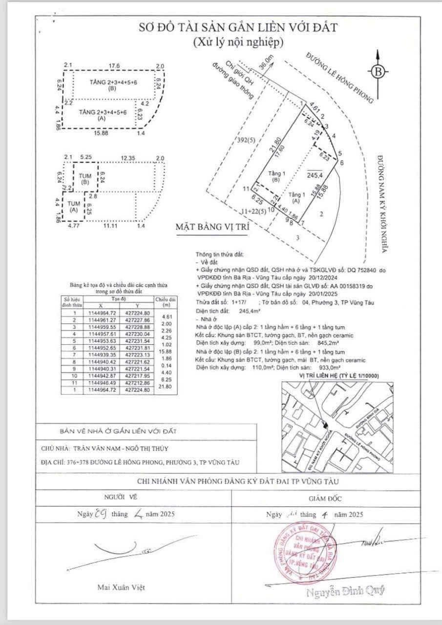 🏢 CHUYỂN NHƯỢNG TÒA NHÀ MẶT TIỀN LÊ HỒNG PHONG – 245M² – NGANG 12.5M – DÒNG TIỀN 200 TRIỆU/THÁNG – GIÁ 78 TỶ 🏢