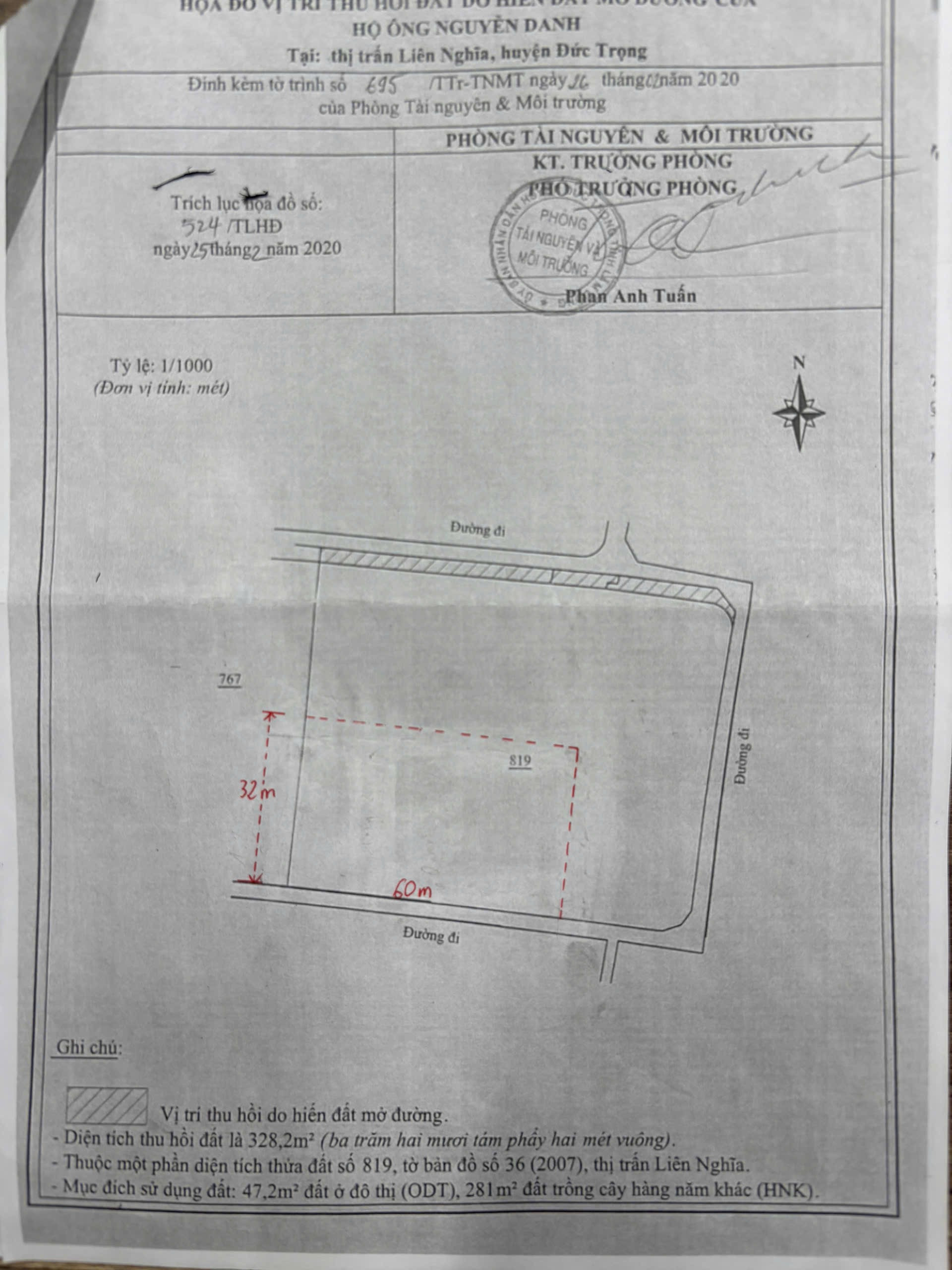 Bán đất 1920m² ngang 60m giá 10.2 tỷ tại Đường tổ 34 Lê Hồng Phong Xã Đức Trọng