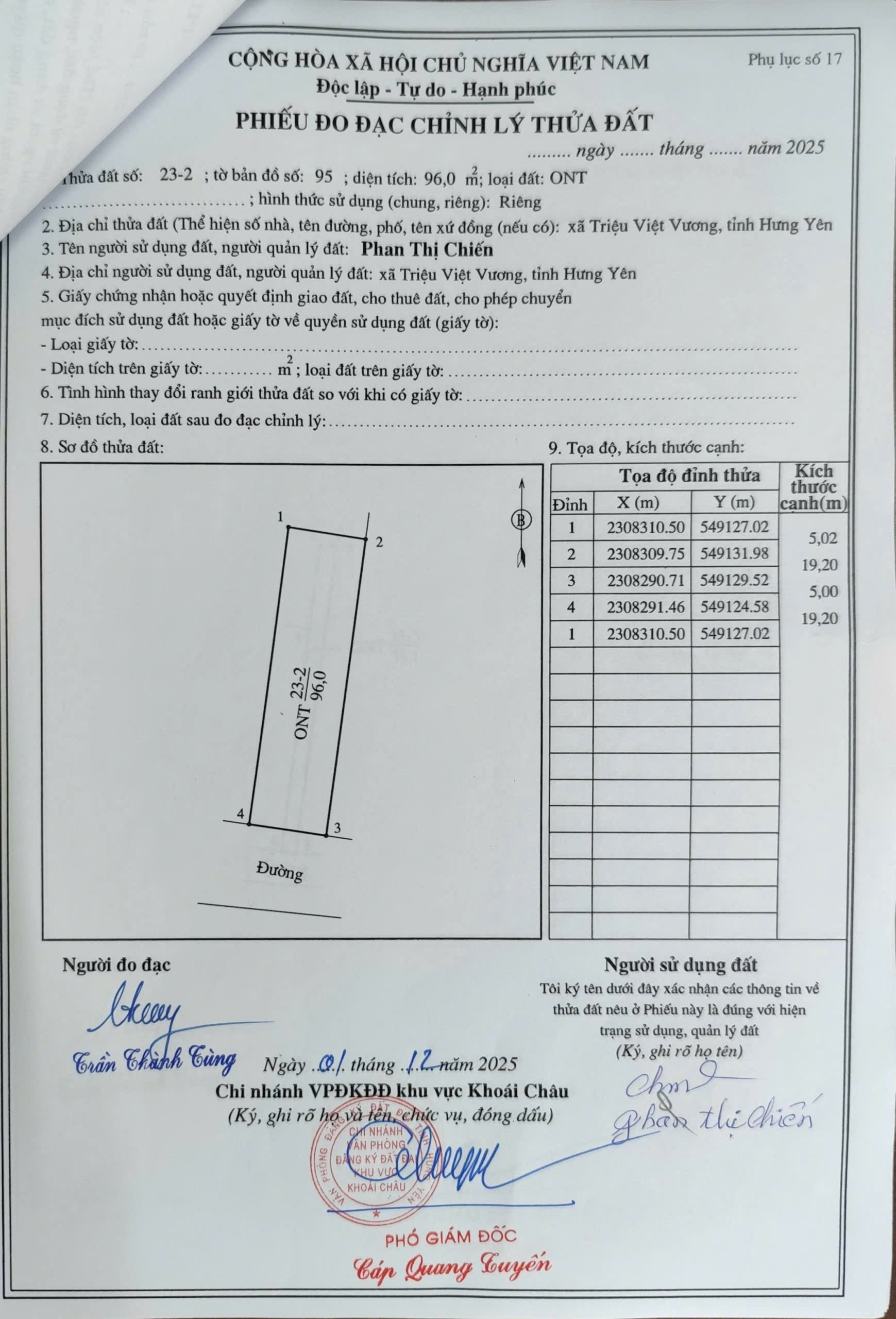 Bán đất 96m² ngang 5m giá 2.9 tỷ Xã Triệu Việt Vương