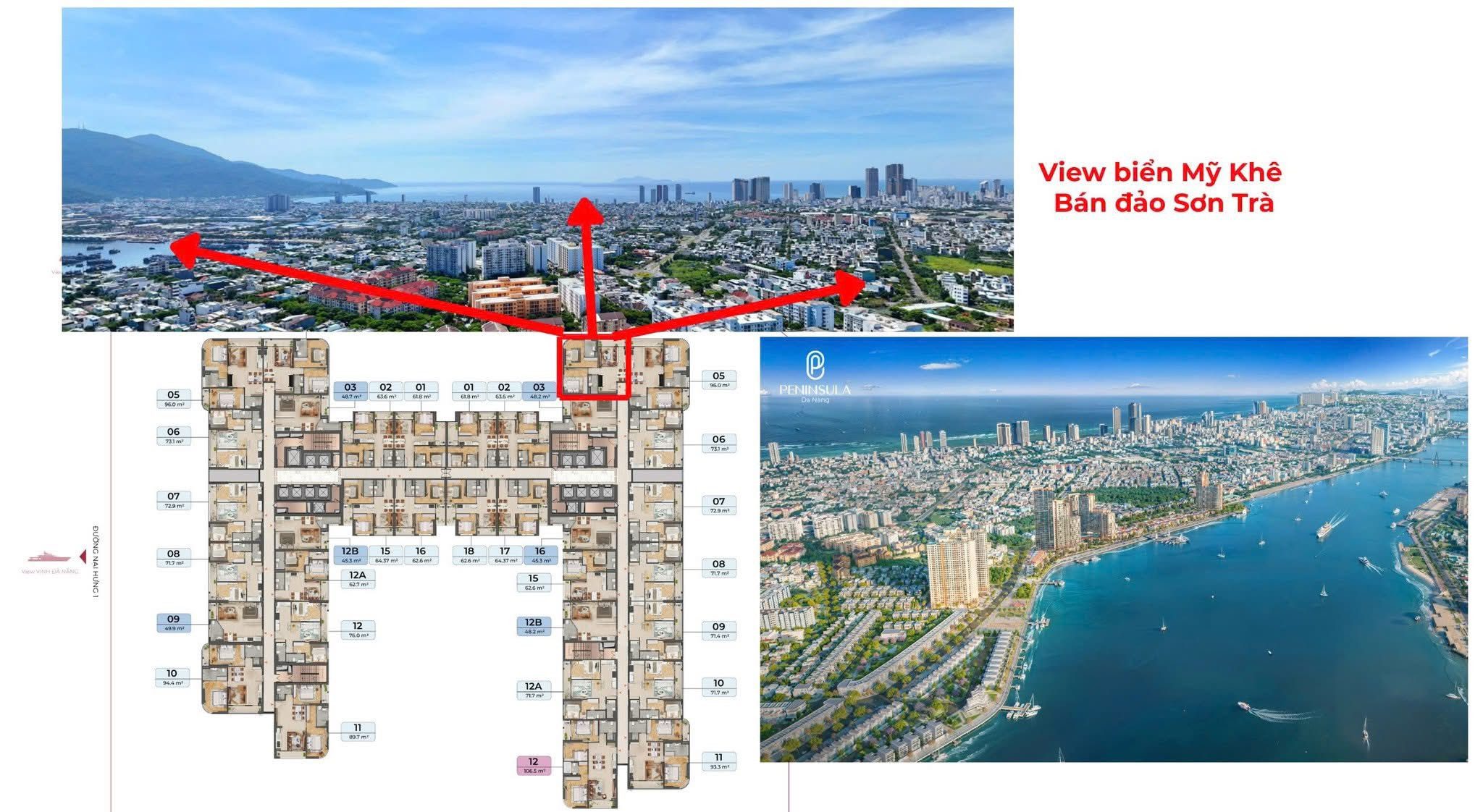 Bán gấp chỉ còn 1 căn duy nhất P1.27.04 Peninsula đẹp hiếm - view triệu đô biển & sơn trà