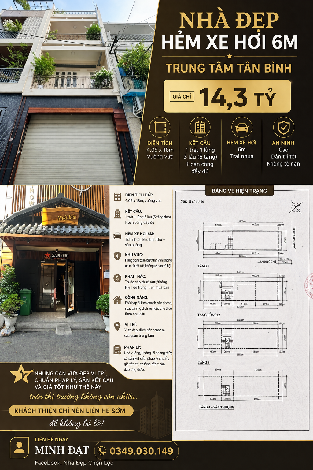 Bán Nhà riêng 72m2 x 5 tầng giá 14.3 tỷ tại đường Lê Văn Sỹ Phường 01 Quận Tân Bình TP. Hồ Chí Minh