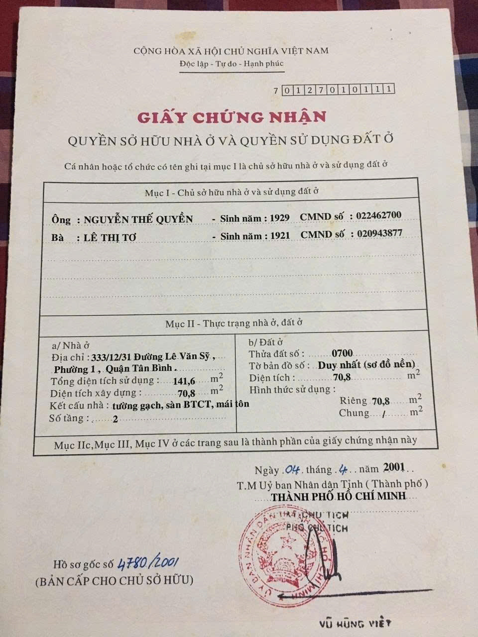Bán nhà 333/12/21 Lê Văn Sỹ, P1, Tân Bình – Giá 12 tỷ
