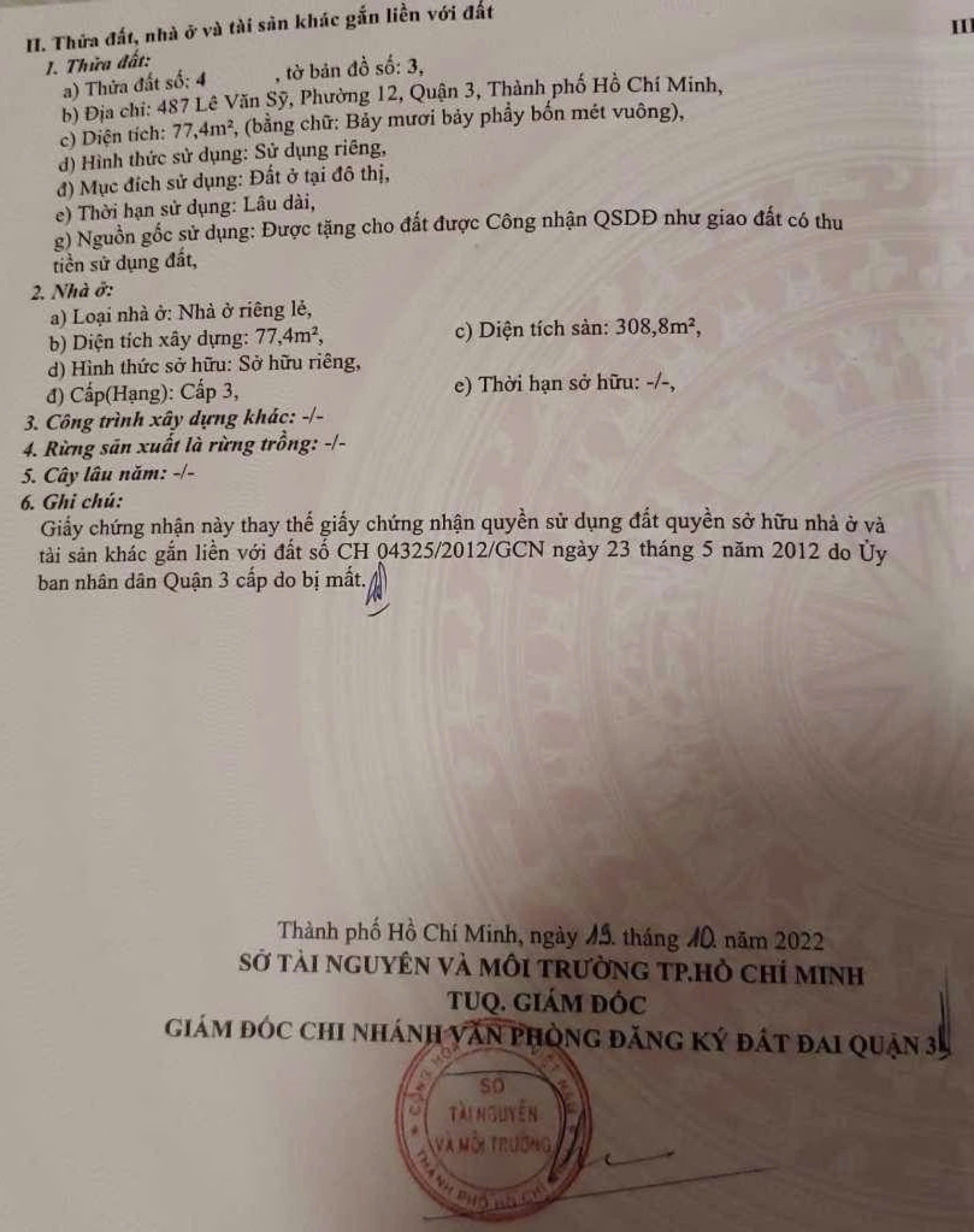 Bán nhà Lê Văn Sỹ, P.12, Quận 3 – Giá 38 tỷ