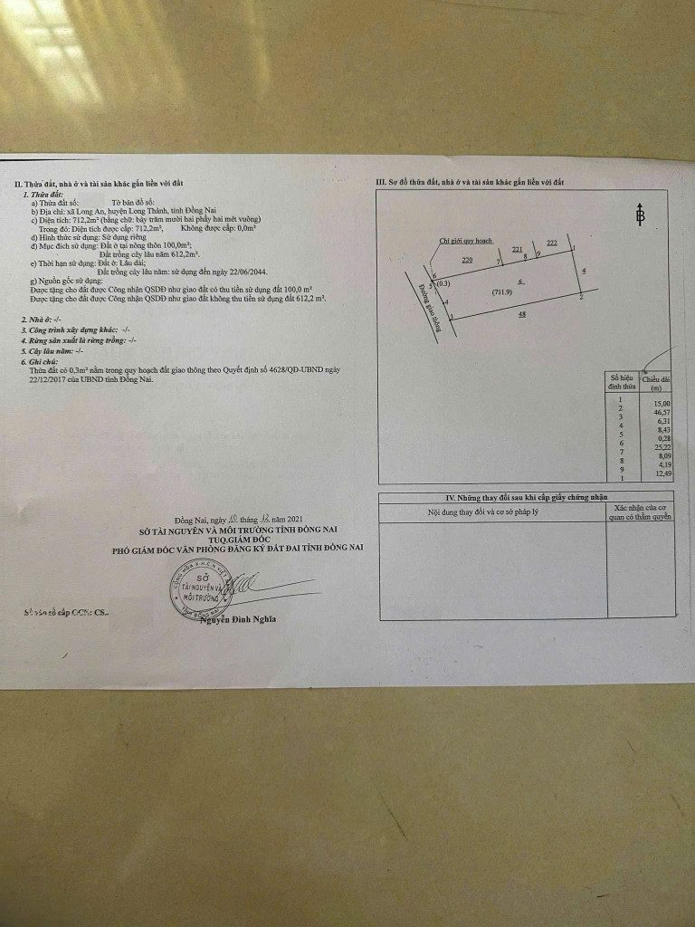 Bán kho 712m2 Sau lưng UBND xã Long An Long Thành