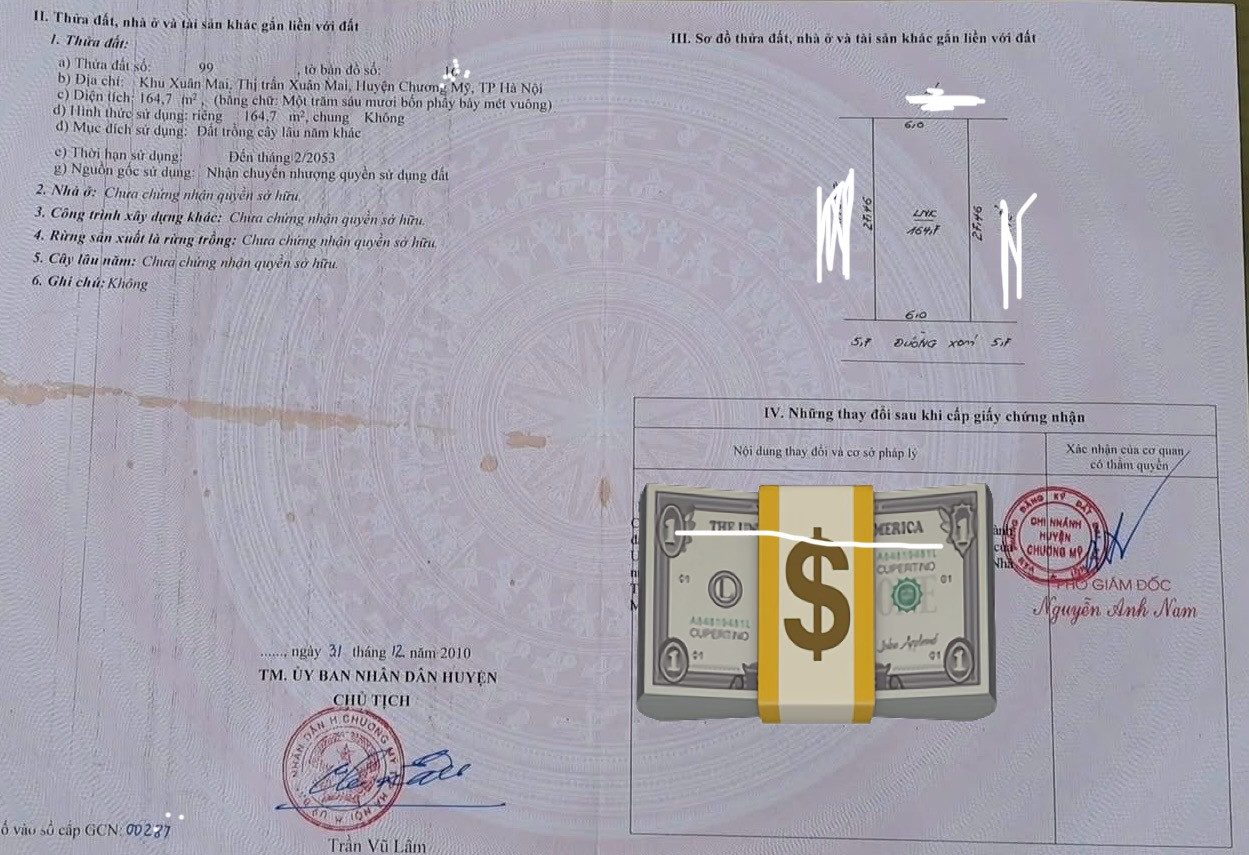 Bán đất 154.4m² ngang 6m giá 3 tỷ tại Đường Liên Thôn Xã Xuân Mai