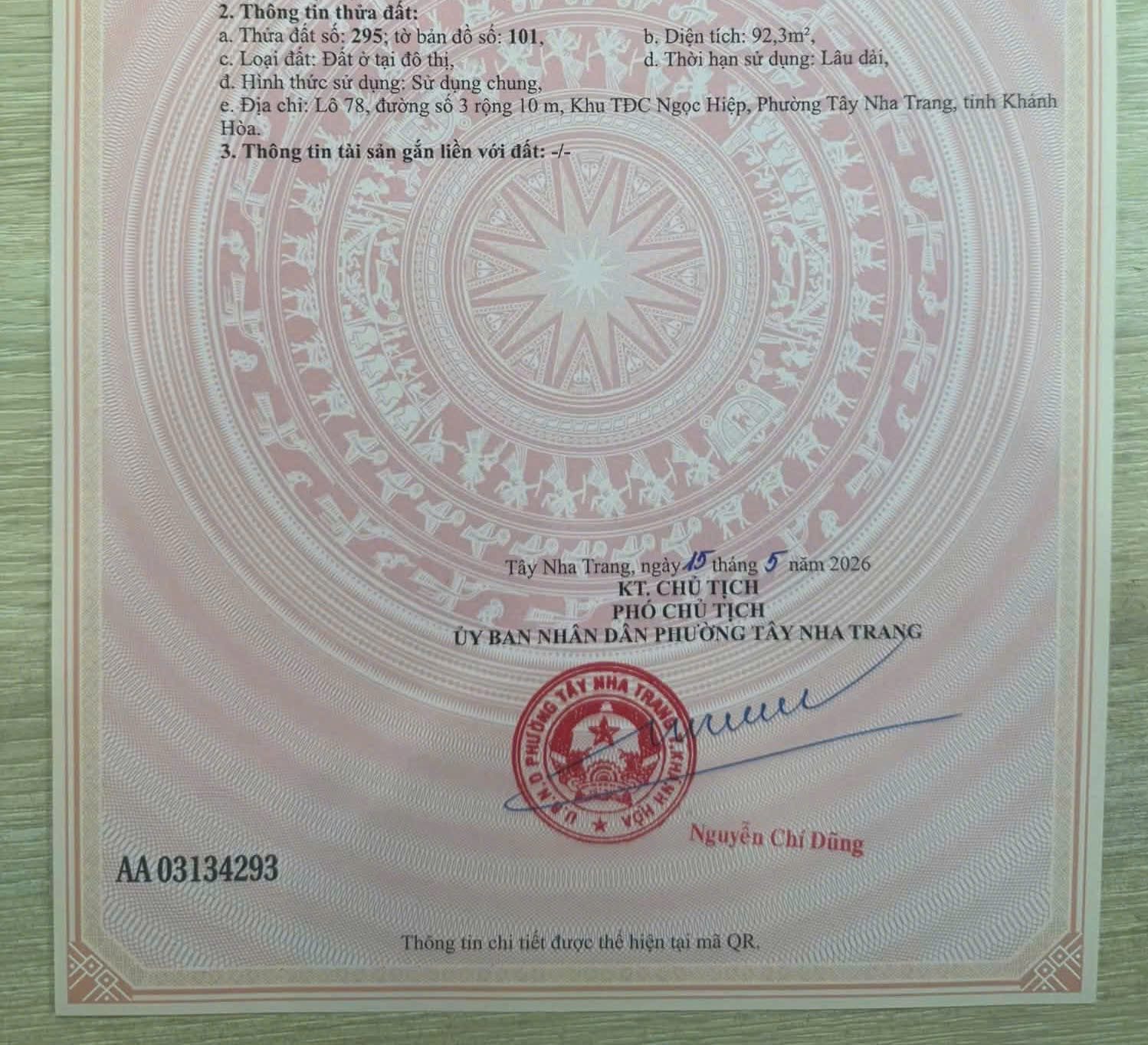 Tái Định Cư Ngọc Hiệp, phường Tây Nha Trang, giá chỉ 4,25 tỷ