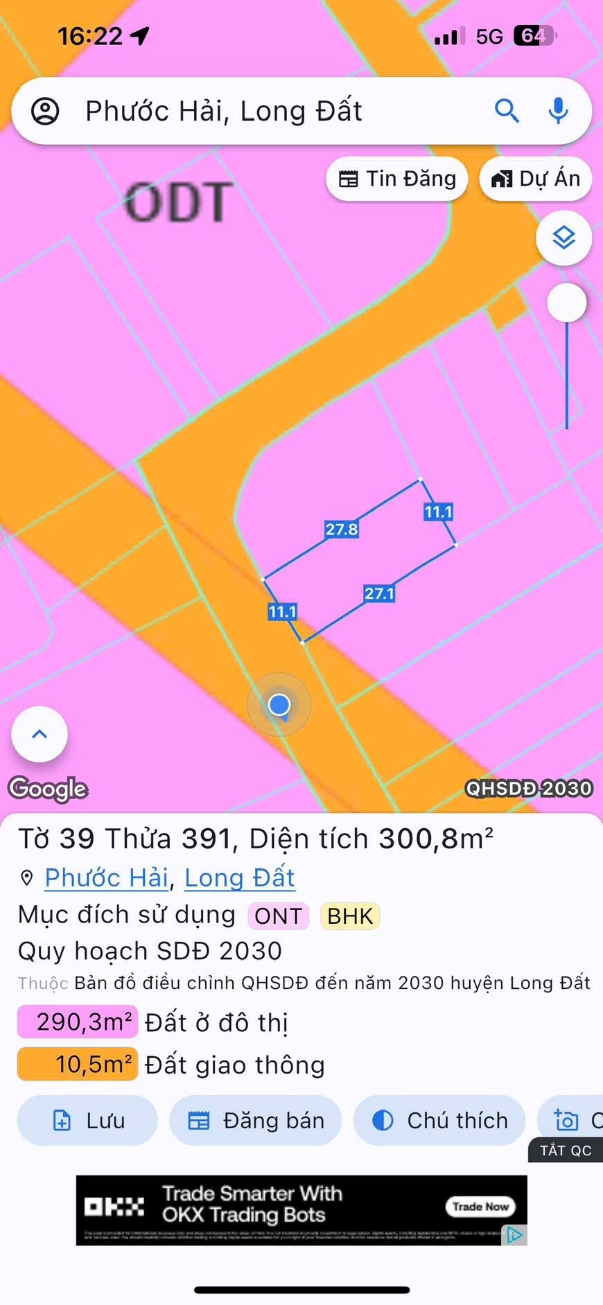 Bán Nhanh Lô Đẹp Ngay Xã Phước Hải - Diện Tích 300m2 Ngang 11 - Sổ Hồng Riêng - Giá Tốt