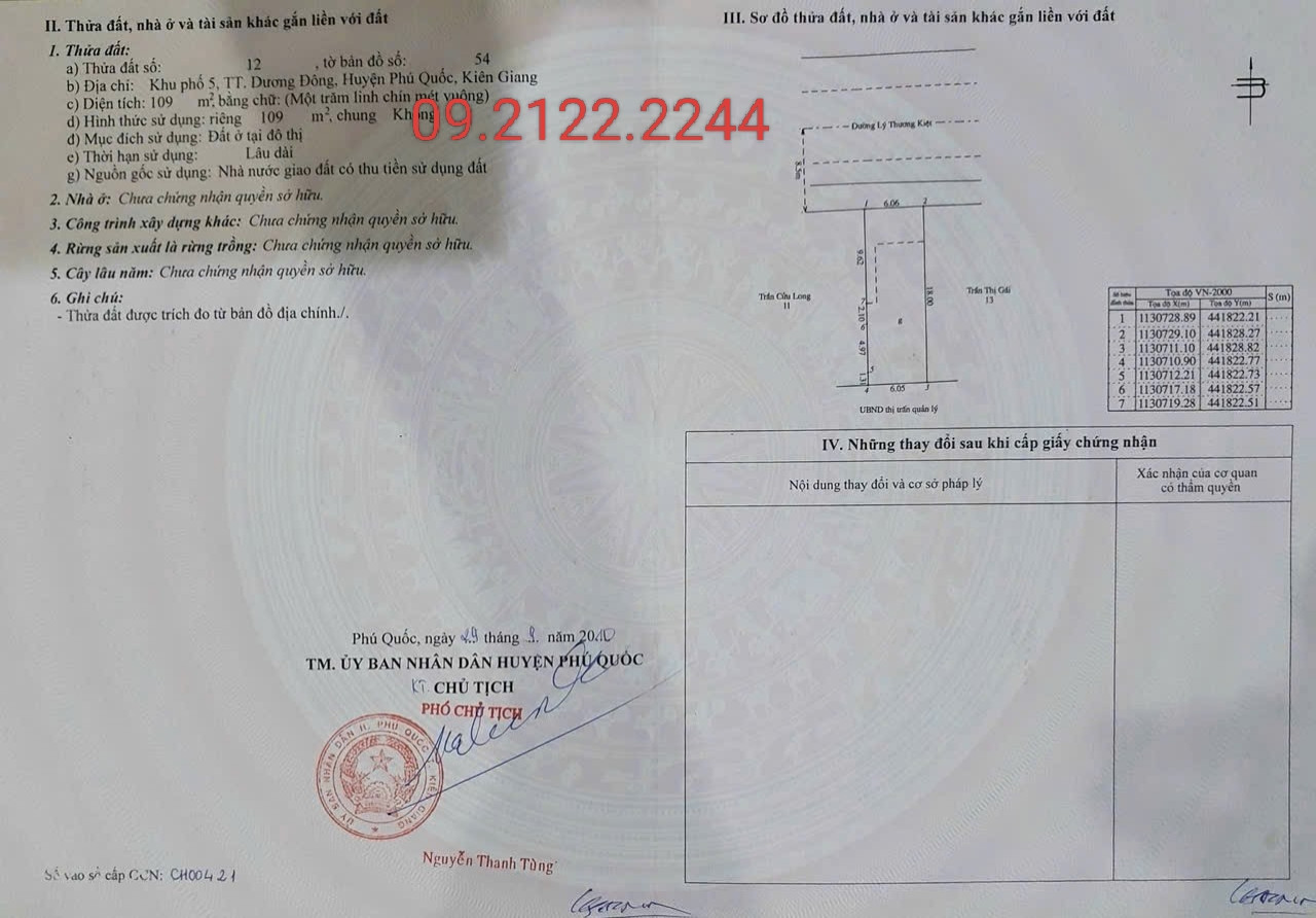 Bán nhà có sẵn 109m² thổ cư ngang 6.1m giá 10 tỷ tại Đường Lý Thường Kiệt Đặc khu Phú Quốc