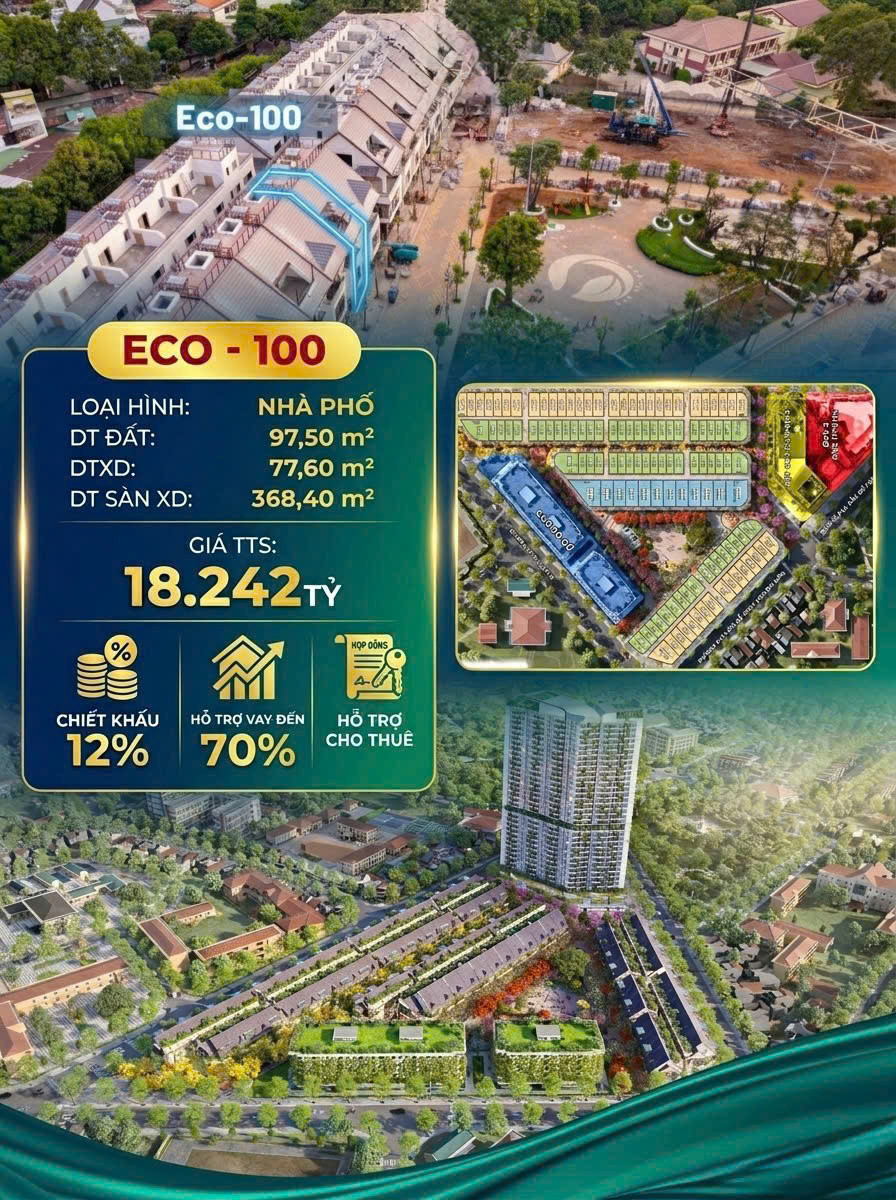 Nhà phố EcoPalace – Mặt tiền đường Thổ Cẩm, Căn hiếm đẹp để khai thác kinh doanh