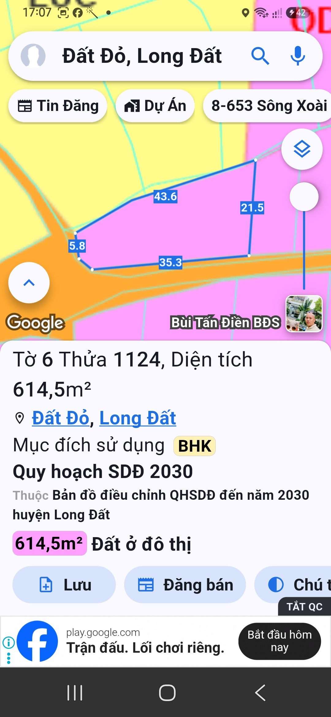 Bán đất Mt rộng 35m có sẳn 366m thổ cư. Đường nam kỳ khởi nghĩa