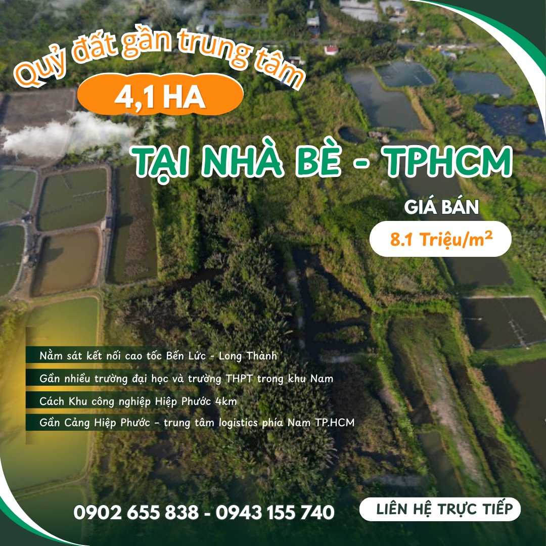 CẦN BÁN GẤP ĐẤT 4.1ha - TẠI NHÀ BÈ, TPHCM