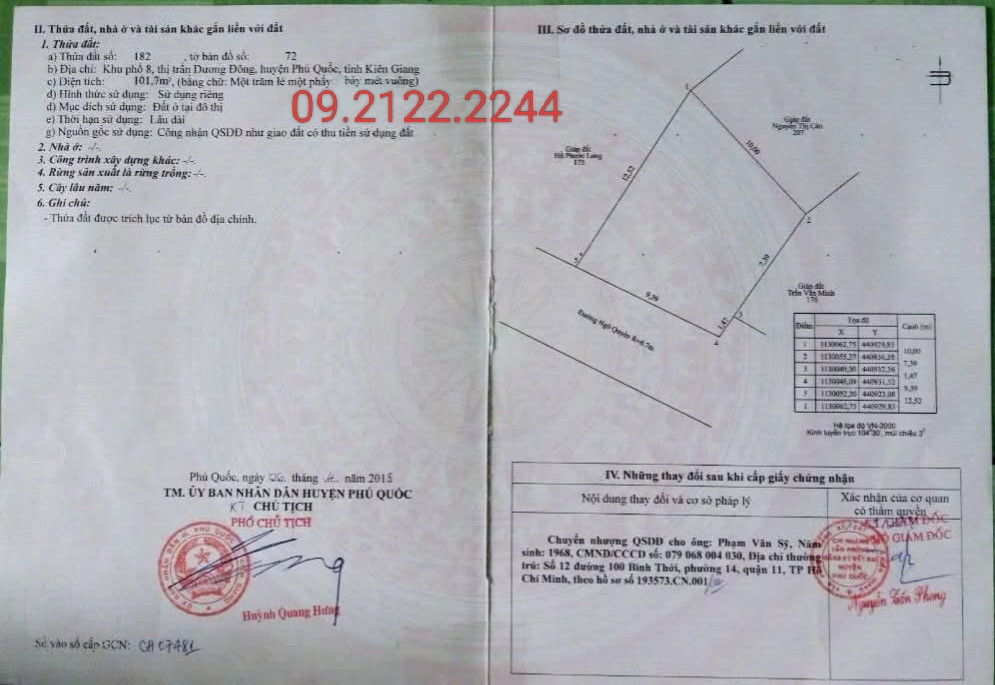 Bán đất 101.7m² Mặt tiền 9.4m đường Ngô Quyền Dương Đông giá 4.5 tỷ Đặc khu Phú Quốc