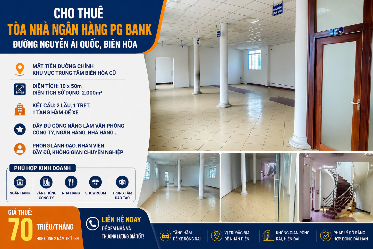 Cho Thuê Tòa Nhà Mặt Tiền Nguyễn Ái Quốc, Biên Hòa – Diện Tích 2.000m², Giá Tốt