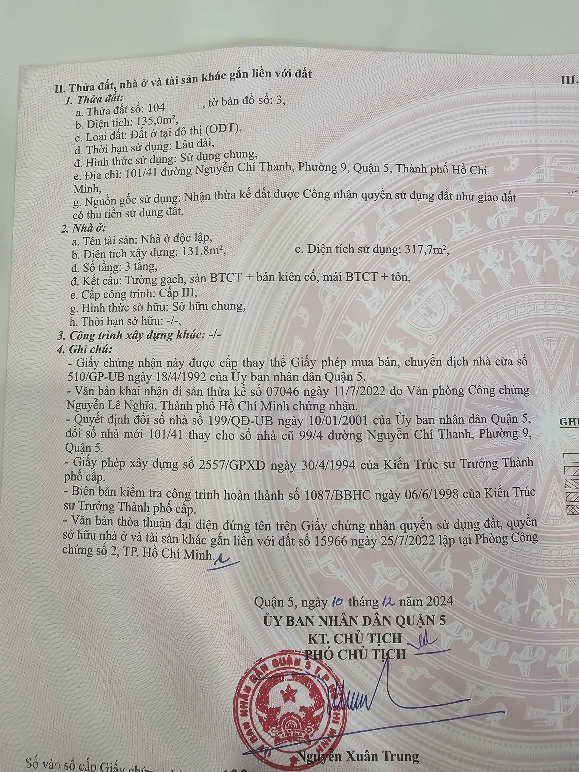 Bán nhà 101/41 Nguyễn Chí Thanh, P.9, Q.5 – Giá 32 tỷ