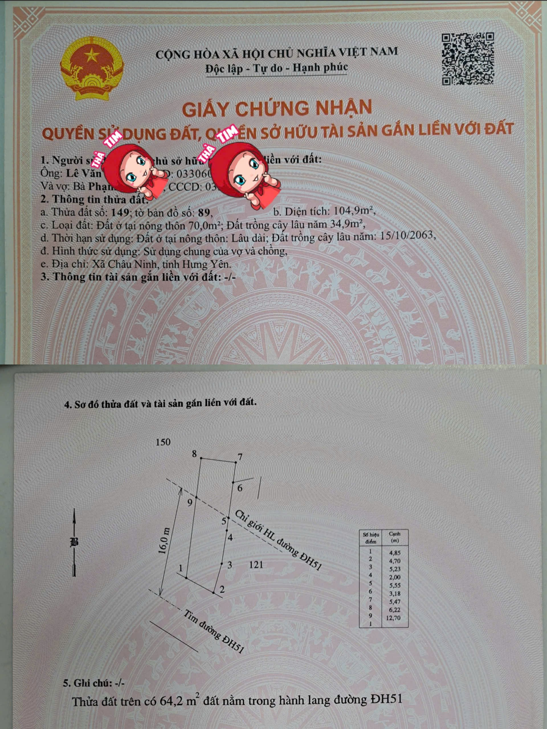 Bán đất 104m² ngang 4,8m giá 3.25 tỷ Xã Châu Ninh