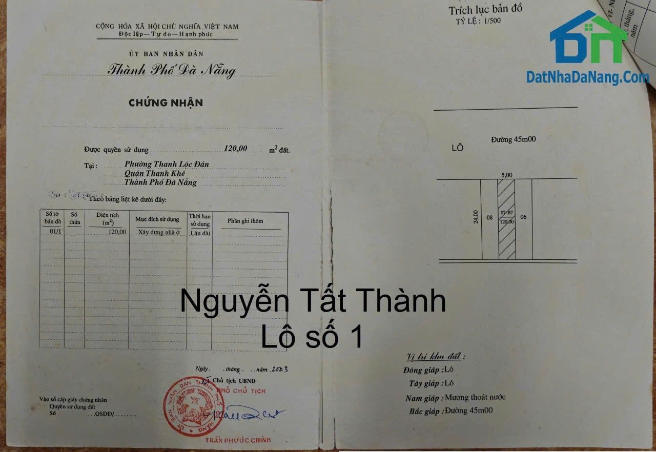 ĐẤT ĐẸP - GIÁ TỐT Cần Bán Đất View Biển Đường Nguyễn Tất Thành, Được Xây Dựng Cao Tầng,Giá chỉ 30,x tỷ.