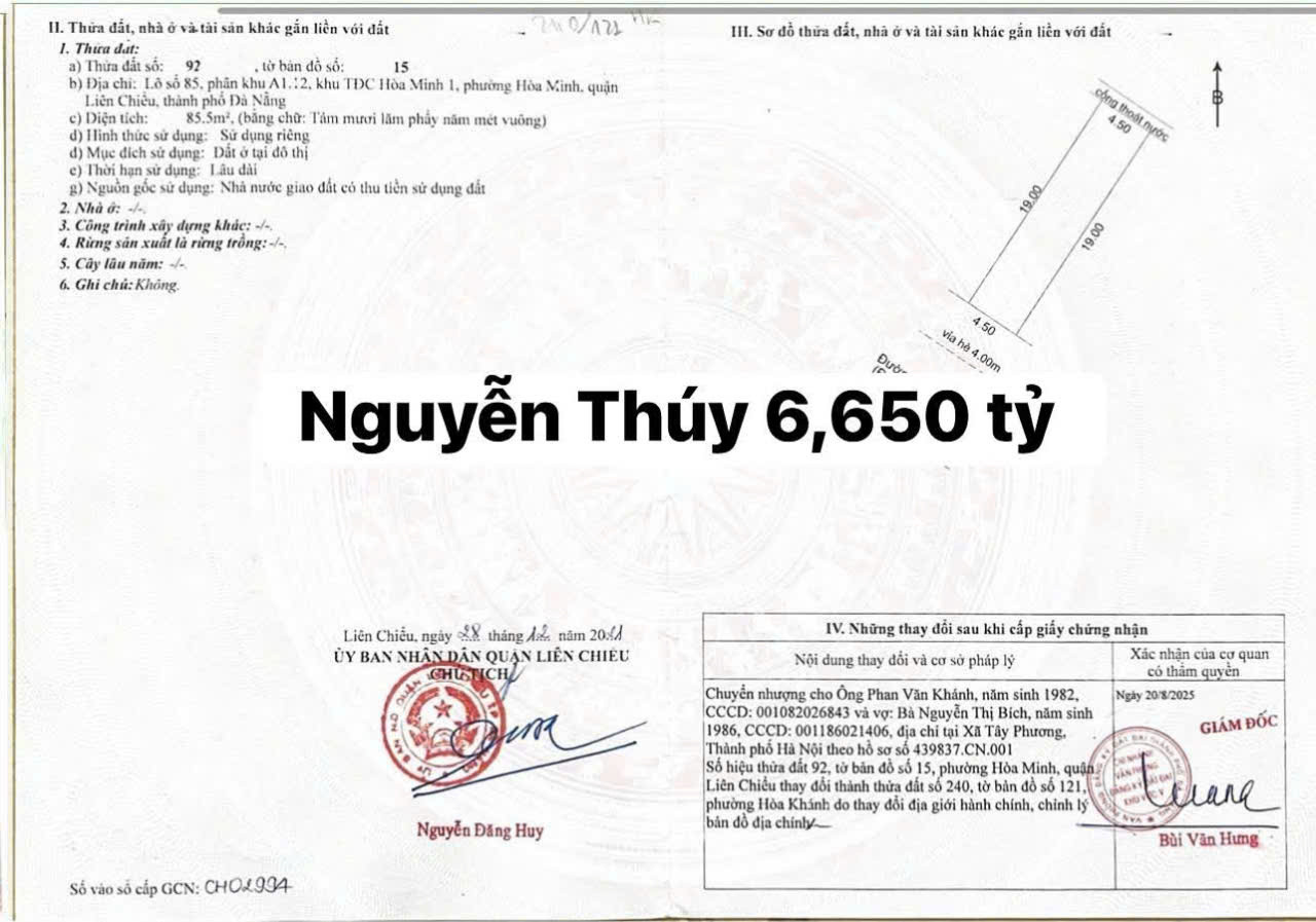 📌📌📌LÀM VIỆC TRỰC TIẾP GIÁ TỐT !!! Bán đất Nguyễn Thúy, Hòa Minh