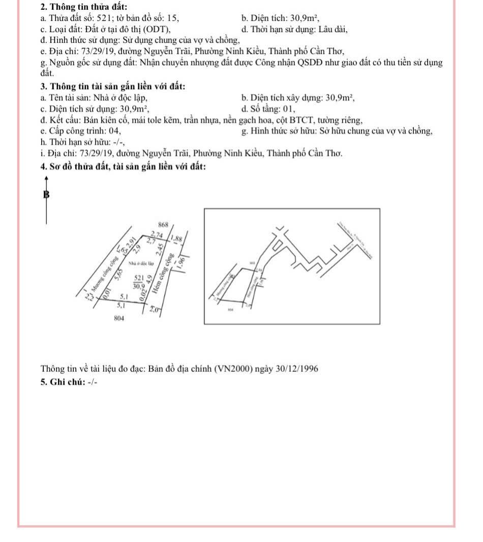 Bán nhà hẻm 73 đường nguyễn Trãi phường An Hội, Quận Ninh Kiều