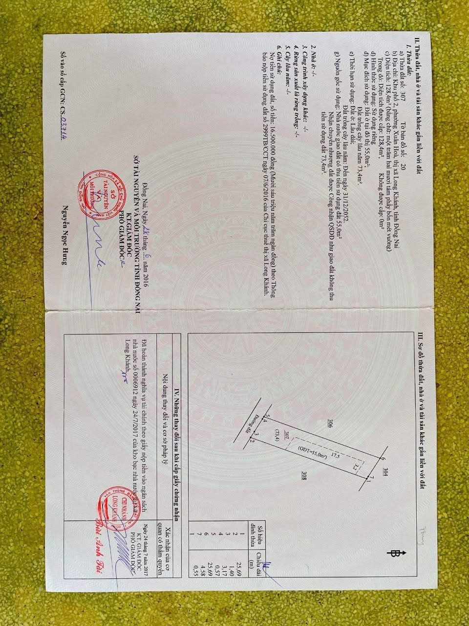 Bán đất 127.4m² có sẵn 65m² thổ cư ngang 5,1m giá 1.35 tỷ tại Đường Nguyễn Trãi Phường Long Khánh