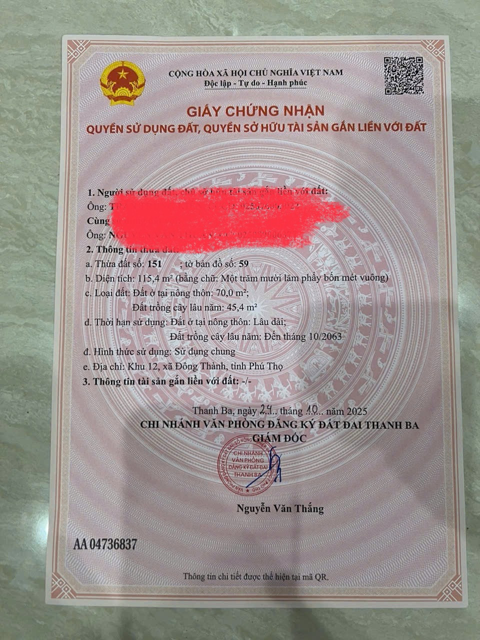 Bán đất 115m² có sẵn 70m² thổ cư ngang 5m giá 1.6 tỷ tại Đường Nguyễn Trãi Xã Đông Thành