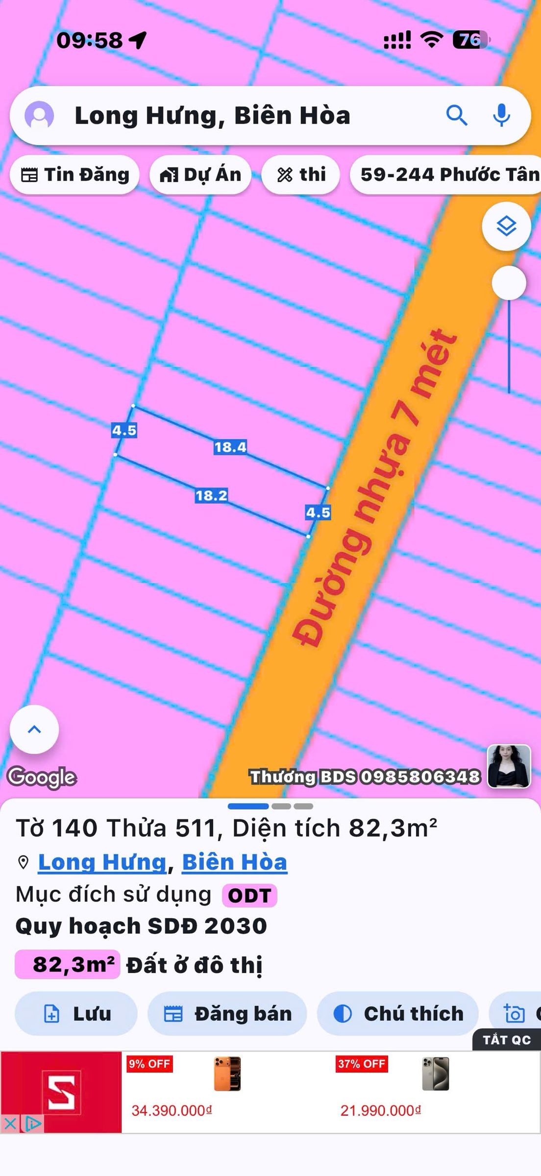 BÁN ĐẤT SỔ RIÊNG THỔ CƯ P. LONG HƯNG ĐỒNG NAI sát đường ĐT771 đường Metro